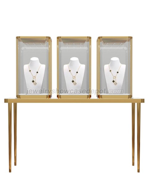 Vitrine de bijoux de dessus de table de couvercle en verre de verrouillage portatif de vente au détail faite sur commande de luxe